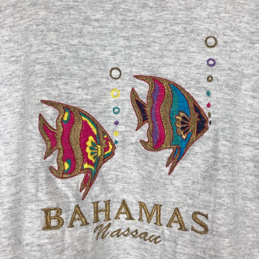 Vintage 1990s Bahamas Fish Embroidered T-Shirt - Picture 2 of 5